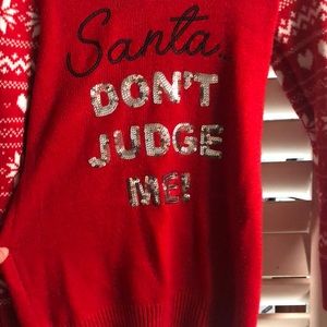 Ugly Christmas sweater “Santa don’t judge me”